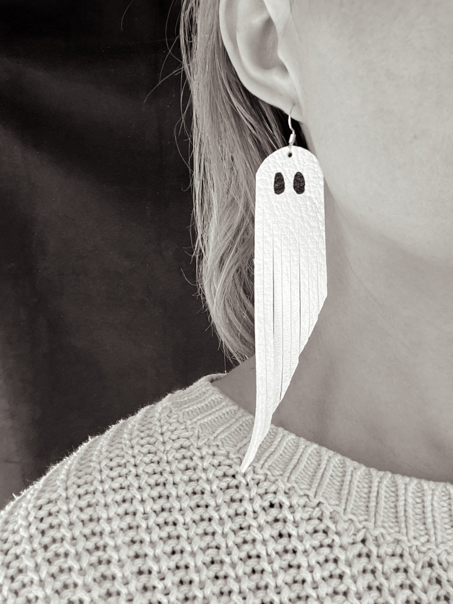 Leather Ghost Earrings